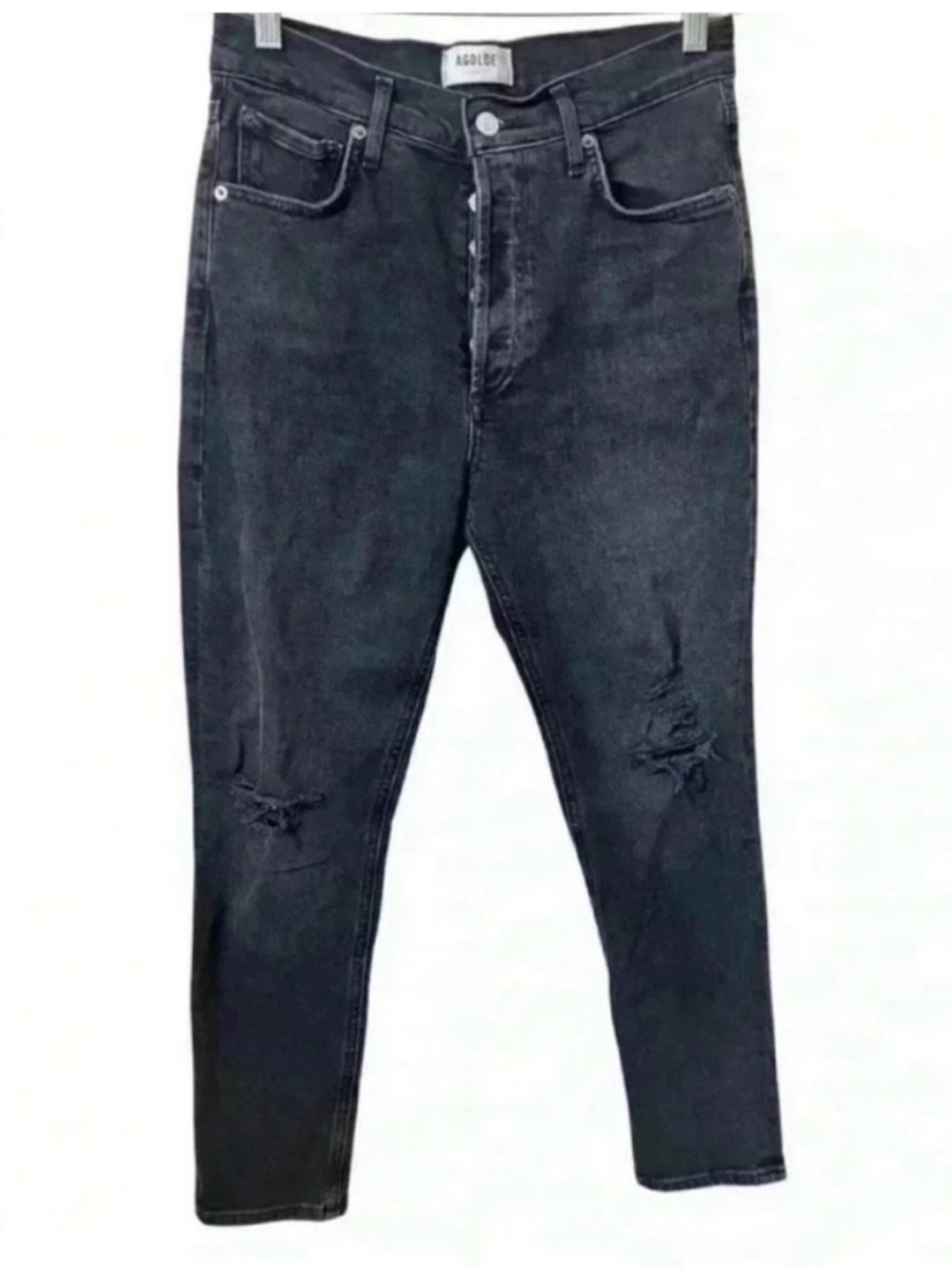 Agolde Jeans Nico Slim Fit Black Distressed High Rise Jeans